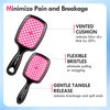 Aussumy Vented Detangling Hair Brush - 2 Pack Regular & Mini Round Detangler Hairbrush with Soft Bristles for Effortless Tangle Free - Ideal for Wet Dry or Damaged Hair for Women Men Kids - Magenta