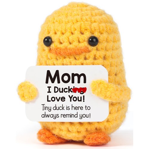 MBL Funny Birthday Gifts for Mom – I Duck Love You Mom, Handmade Crochet Cute Small Duck Unique Presents for Mama Bonus Step Mom Mother in Law Mothers Day Christmas Stocking Stuffers Valentines