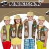 Geyoga 24 Pcs Kids Safari Costume Jungle Birthday Party Decorations Include 8 Plastic Safari Hats 8 Jungle Vest 8 Tote Bags Girls Boys Wild Explorer Costume Outdoor Activity Birthday Halloween Outfit