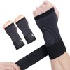 HiRui 2-Pack Wrist Brace Wrist Wraps, Hand Compression Sleeves with Wrist Straps Support for Fitness Weightlifting MTB Tendonitis Carpal Tunnel Arthritis Pain Relief (Black, Medium)