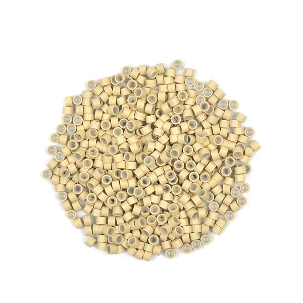 200 Pcs Silicone Lined Micro Links Beads Hair Extensions Beads 4.0 mm Hair Tinsel Beads for Hair Extensions (Blonde)