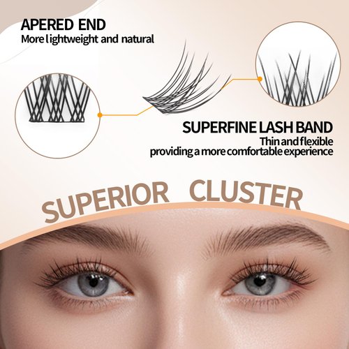 SIMER Lash Clusters DIY Eyelash Extensions 80 Clusters Lashes 3D Layered Wispy Natural Look Eyelash Clusters D Curl Reusable Fluffy Individual Lashes DIY at Home(10-16mm Mixed)