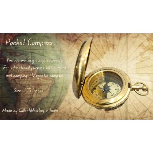 collectiblesBuy Handmade Brass Compass Nautical Collectible Retro Style Pocket Compass Decorative Gift Small Brass Finish Compass Push Button
