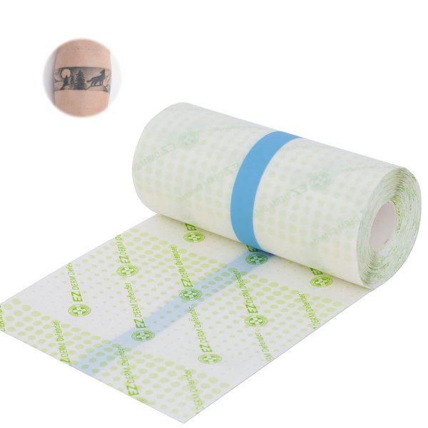 EZ Tattoo Aftercare Waterproof Bandage Derm Film Roll 6 Inch x 10.9 Yard Transparent Adhesive Wraps Protect and Heal Dressing Tape for Second Skin Protection and Recovery