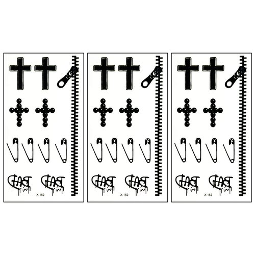 PARITA Small Tattoos Cross Zipper Crucifix Cartoon Kids Temporary Tattoos Fashion Waterproof for Man Women Tattoo Art Body Arm Leg Chest Shoulder Tattoos Decal Stickers (Pack 3 PCS.) (05)