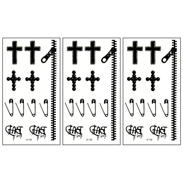 PARITA Small Tattoos Cross Zipper Crucifix Cartoon Kids Temporary Tattoos Fashion Waterproof for Man Women Tattoo Art Body Arm Leg Chest Shoulder Tattoos Decal Stickers (Pack 3 PCS.) (05)