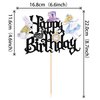 1 PCS Magic Alice Happy Birthday Cake Topper Glitter Eat Me Magical Hat Bunny Clock Fairy Birthday Cake Pick for Magic Alice Theme Baby Shower Birthday Party Decorations Supplies Black