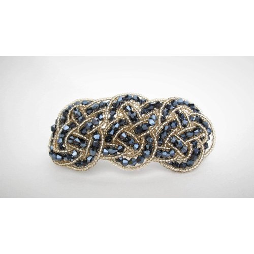 Generic Blue crystal beads and gold hair barrette clip bridal clip