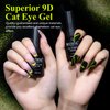 MIZHSE 9D Cat Eye Gel Nail Polish, Bright Green Magnetic Gel Polish with Magnet Stick, Magic Shimmer Galaxy Effect Holographic Glitter Silky Cat Eye Nail Polish Soak Off Nail Art Manicure at Home