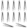 Serving Tongs,Buffet Tongs, Stainless Steel Food Tong Serving Tong Small Serving Tongs Stainless Steel Mini Appetizer Tongs, Set of 6 (5 Inch(12 Pack) (silver)