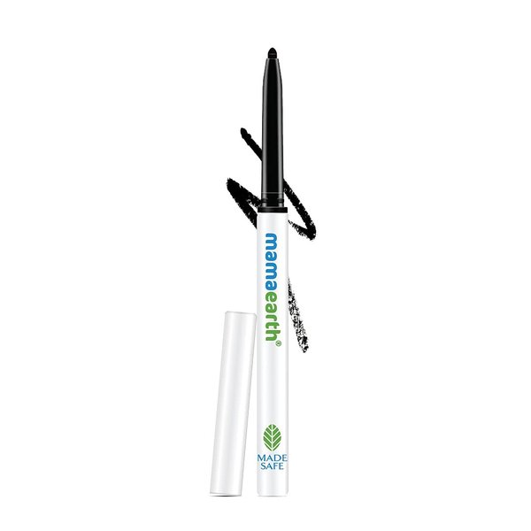MAMAEARTH Charcoal Black Long Stay Matte Eyeliner Pencil | 11-Hour Smudge-Free Stay | Vitamin C Infused | Waterproof & Retractable | 0.01 Oz/0.35g