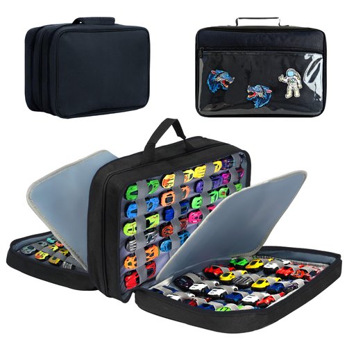 Mi Ya Mi Lai 96 Toy Cars Storage Case Compatible with Hot Wheels,Hot Wheels Storage Case,Matchbox Cars Storage Case,Hotwheels Carrying Case for Hot Wheels Car,Matchbox Cars,Mini Toys.(Black Bag Only)