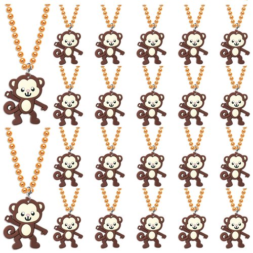 KeeStar 24 Pack Monkey Necklace Party Favors for First Birthday, Wild Animals Lover, Baby Shower ...