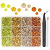qiipii Resin Rhinestones for Crafting 3mm 4mm 5mm 4 Color Yellow Champagne Golden Orange Flatback Crystal Resin Gems Stones Bulk Non-Hotfix Crystals Diamonds for Nails Face Makeup Tumblers DIY Crafts