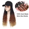 Goddess Box Braids Braiding Hair Baseball Cap Hat Wig Bohemian Curly Ends Braids Hat with Braided Hair Extensions for Black White Women Synthetic Braids Hat Wig with Hair Attached (20inch, T1B/30/27)