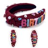 Exacoo Happy Birthday Headbands for Women Girls Red Headband Knont Hair Bands for Birthday Decorations Wide Headband Rhinestone Pearl Hair Accessories Princess Halloween Birthday Party Decorations