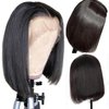 Bob Wig Human Hair 12 Inch 13x4 HD Lace Front Wigs Human Hair Straight Glueless Bob Lace Frontal Wig Human Hair Pre Plucked With Baby Hair 150% Density Short Bob Wigs for Black Women Natural Black
