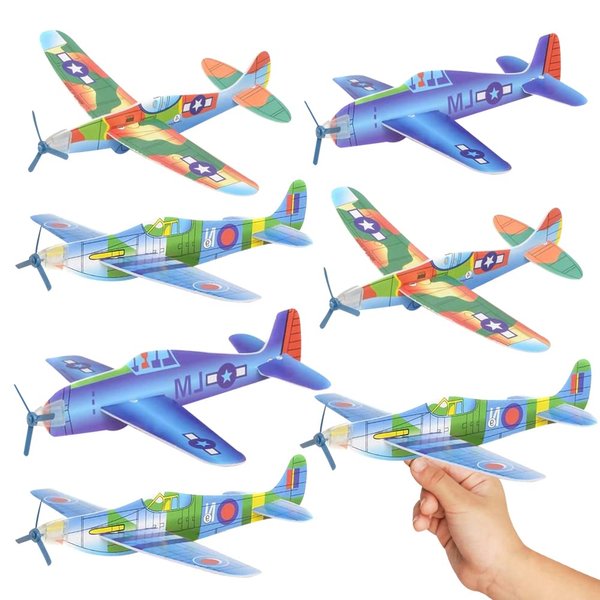 ArtCreativity Foam Flying Glider Planes for Kids, Set of 12, Lightweight Planes with Various Designs, Individually Packed Airplanes, Fun Birthday Party Favors, Goodie Bag Fillers for Boys & Girls