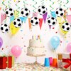 Lewtemi 30 Pcs Soccer Ball Hanging Swirls Soccer Party Decorations Soccer Garland Soccer Party Supplies for Boys Kids Birthday Baby Shower Sports Themed Party Decoration One Sided Printing