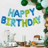 TONIFUL Blue Green Happy Birthday Balloons Banner 16 Inch Mylar Foil Letters Birthday Sign Bunting Reusable for Girls Boys Kids & Adults Birthday Decorations and Party Supplies
