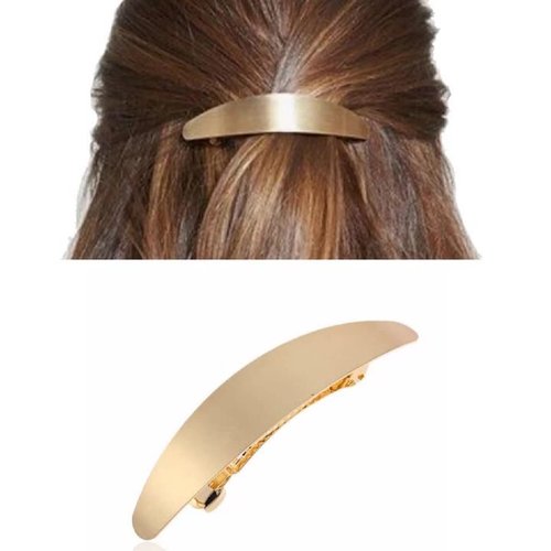 Aoxmas 2pcs 3.9''Gold And Silver French Hair Barrettes Spring Hair Clip Women Metal Hairpins Hair Jewelry Headwear Ornament Hair Accessories