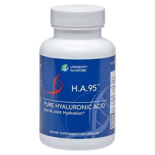 Longevity by Nature H.A.95 Hyaluronic Acid Supplements, Antioxidant, Skin Hydration, Eye, Joint, Natural Rooster Comb, 60 Capsules