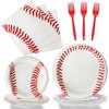 gisgfim 96 Pcs Baseball Party Supplies Bundle Paper Plates Napkins Baseballs Party Birthday Decorations Favors For Girls Serves 24