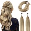 ABH AmazingBeauty Hair I Tip Hair Extensions Human Hair 16 Inch Fusion Hair Extensions Human Color #8A Light Brown Mixed with #60 Ash Blonde Hair Extensions for Short Hair Silky Straight 50g 50strands
