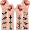 8 Sheets (96PCS) Fighter Jet Temporary Tattoos Themed Birthday Party Supplies Decorations Favors Stickers for Kids Boys Girls Gifts Classroom School Prizes Rewards