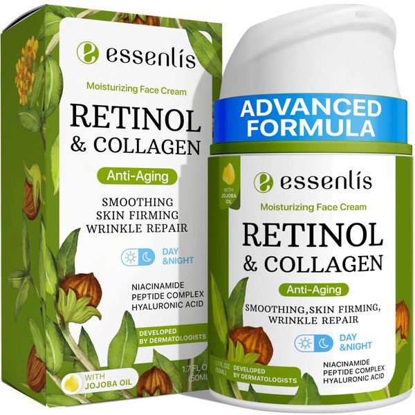 Retinol Cream for Face - Anti Aging Face Moistuirzer with Collagen & Hyaluronic Acid - Day & Night Face Cream for Women and Men