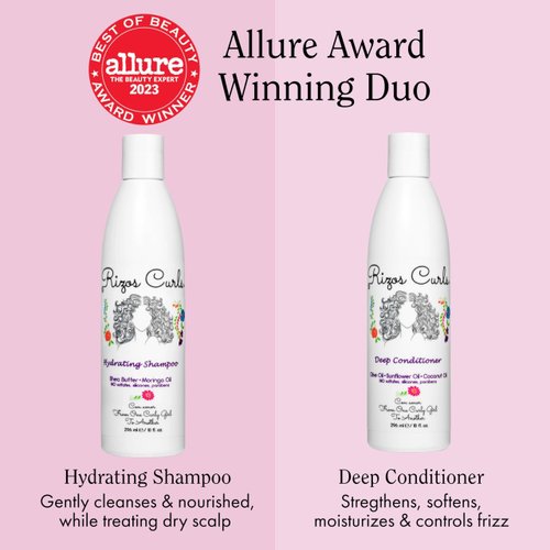 Rizos Curls Wash Day Bundle, Hydrating Shampoo & Deep Conditioner Bundle, Gently Cleanse and Hydrate Curly Hair, Moisturize Scalp & Hair, Clean & Natural Ingredients for all Hair Types 1a - 4c