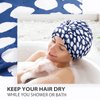 INNELO Luxury Shower Cap, Reusable Upgrade Waterproof Caps for Women, Adjustable Cap Hair with Satin Lined, All Styles Blue