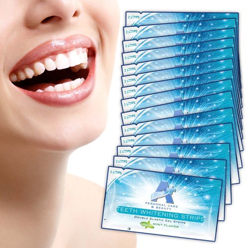 Professional Strength Teeth Whitening Strips 28 Count - 14 Day Supply + Bonus Shade Guide
