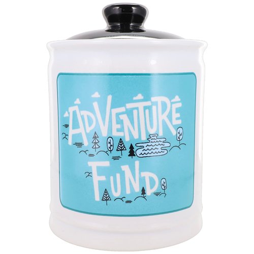 Travel Essentials Piggy Bank & Candy Jar - Our Adventure Fund Travel Vacation Money Jar - Ideal Gift for Men & Women, Bedroom Decor, Beach, Cruise & Roadtrip Essentials
