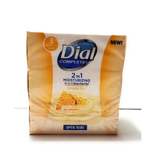 Dial Complete 2in1 Moisturizing & Antibacterial Beauty Bar, Manuka Honey, 3 Bars