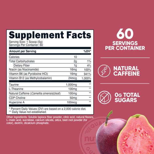 Nutricost Energy Drink Powder (Passionfruit Guava) (60 SERV) - Pre Workout Supplement with Natural Flavors - Non-GMO, Gluten-Free…