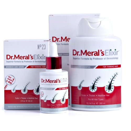 Dr. Meral's Elixir - Essential Hair Growth Products Kit: Minoxidil Free Thinning Hair Serum with Saw Palmetto & Sodium Lauryl Sulfate Free Shampoo for Hair Loss - DHT Blocker, Stimulates Hair Regrowth