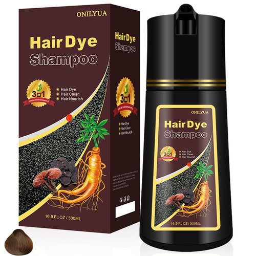 NCEPROHR Dark Brown Hair Color Shampoo 3 in 1 for Gray Hair-Herbal Dark Brown Hair Dye Shampoo for Women & Men, Instant Hair Shampoo Easy to Use & Long Lasting Brown Shampoo 500ml (Dark Brow)