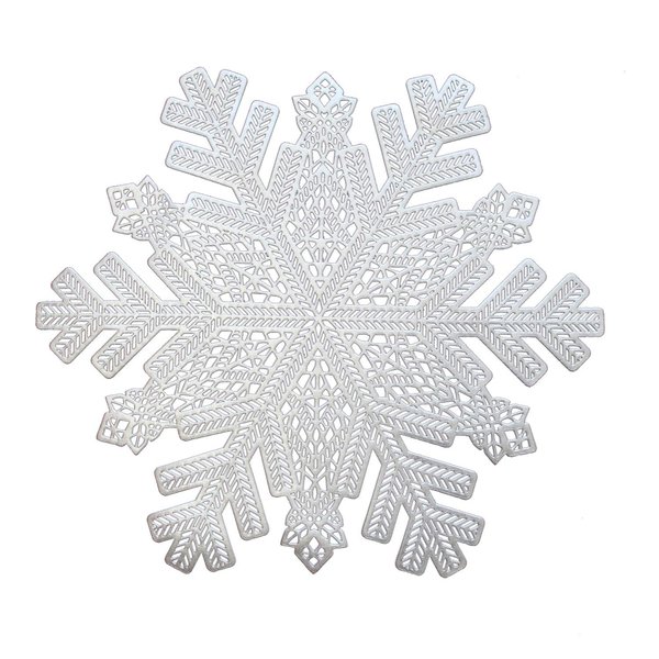 Wintop Group 15"×17" Vinyl Metallic Christmas Placemats Hollow Out Design, Winter Placemats Set of 6, Snowflake Silver