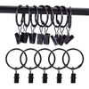 Ginbel Direct Metal Curtain Clip for Window Shower Bedroom Curtains Openable Black Curtain Rings (2 inch, 24 Pack)