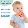Baby Teething Toys for 3+ Months, Dinosaur Teethers for Babies, Safe Baby Teether Ball, Baby Teething Pacifier, Soft and Durable Teething Balls, (Red)