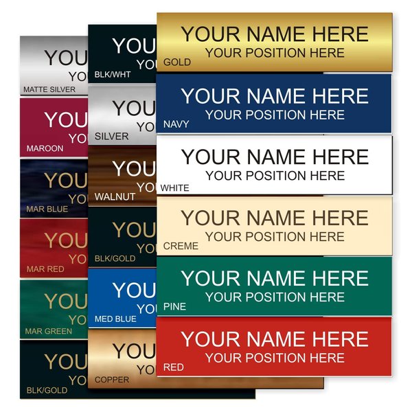 Lasercrafting Office Desk Name Plate or Wall/Door Sign - 2x8 or 2x10 - Laser Engraved Sign - CUSTOMIZE. Holder/bracket available. Choose colors and fonts. Great gift idea.