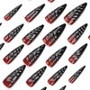24 Pcs Red Black Press on Nails Halloween Long Stiletto Fake Nails Halloween False Nails with 3D Design Goth Nails Acrylic Nails Press ons Glossy Glue on Nails Full Cover Stick on Nails for Women
