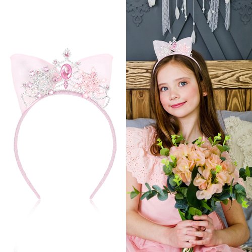 AMCAMI Girls Crystal Tiara Girls Princess Tiara Birthday Crown for Girl Princess Crown Rhinestone Headband Princess Tiara Bow Tiaras Birthday Headband for Girls Rhinestone Tiara for Girls