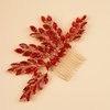 Kercisbeauty Sparkly Red Crytal Bridal Hair Comb Rhinestones Hair Piece for Wedding Brides Bridesmaid Boho Handmade Hair Jewelry Collection (Red)