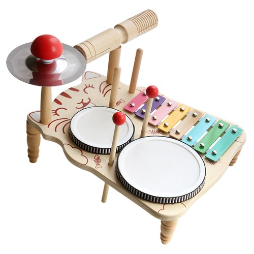 JAMANI Toddler Drum Set, Toddler Musical Instruments, Drum Set for Toddlers 3+, Wooden Baby Drum Set, 7 in 1 Drum Set for Kids Montessori Toys Suitable for Boys and Girls Aged 3+