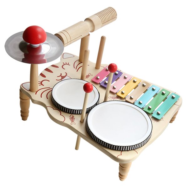 JAMANI Toddler Drum Set, Toddler Musical Instruments, Drum Set for Toddlers 3+, Wooden Baby Drum Set, 7 in 1 Drum Set for Kids Montessori Toys Suitable for Boys and Girls Aged 3+