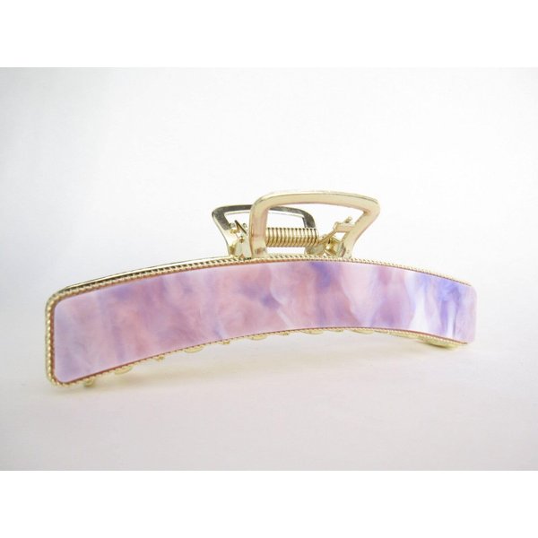 Generic Long gold metal and lavender purple pink marbled acrylic hair claw clip