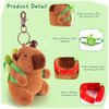 Achwishap 2PCS Capybara Plush Keychain,Cute Keychain Capybara Stuffed Animal,Soft Capybara Plush Toys Key Chain,Kawaii Plush Stuffed Toys for Kids Adults(Capybara Turtle,Capybara Strawberry Hat)