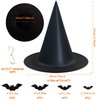 Dokeawo Witch Hat, 12 Pack Halloween Decorations, Includes 32Pcs 3D Bats, Hanging Witch Hats, Witches Costume Accessory for Halloween Party Favor, Oxford Fabric, Foldable Design, Black